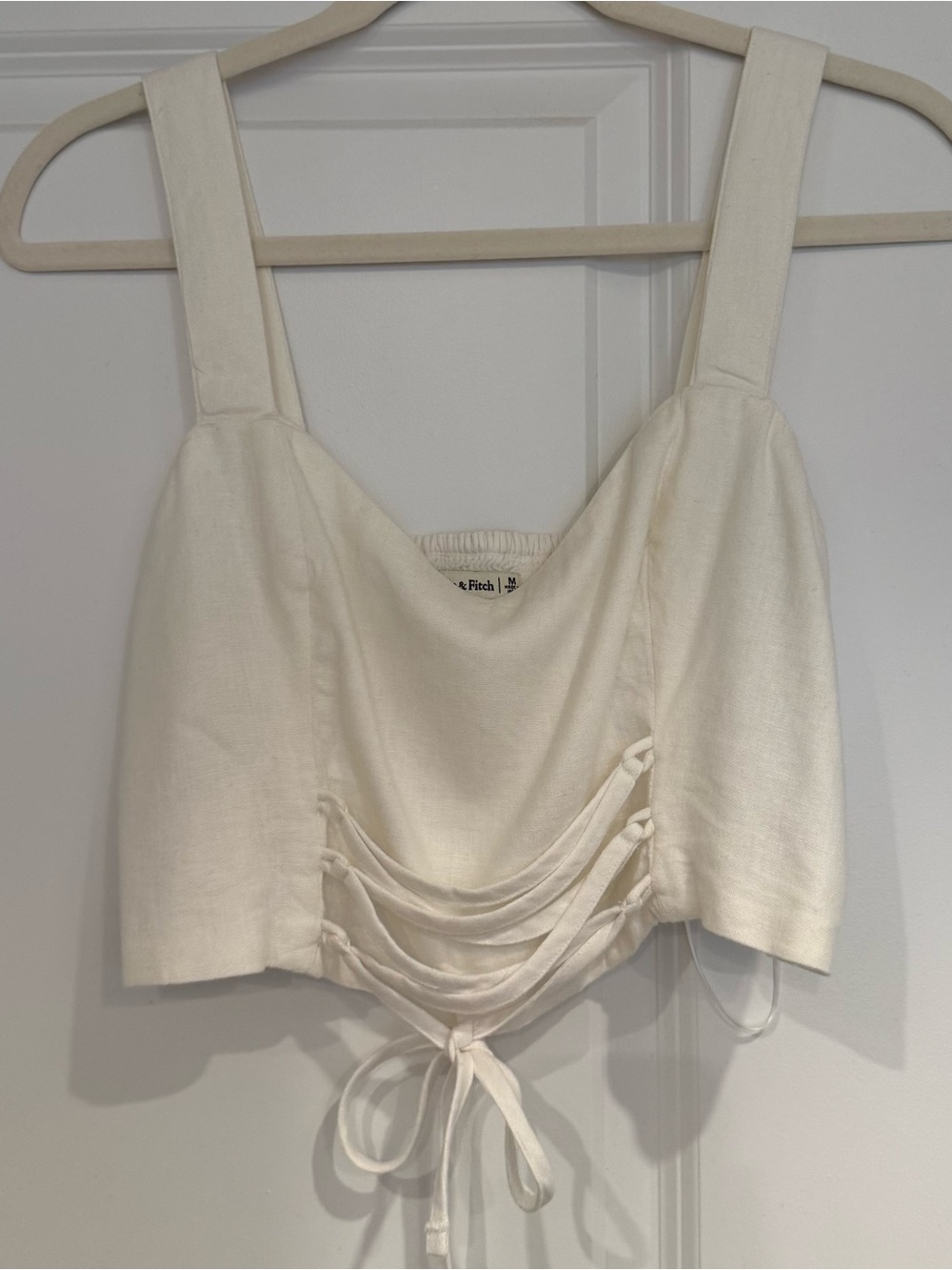 Abercrombie & Fitch Cream/White Lace-Up Crop Tank